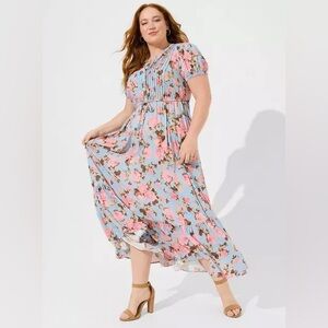 Torrid Floral Dress with Pink and Brown Accents